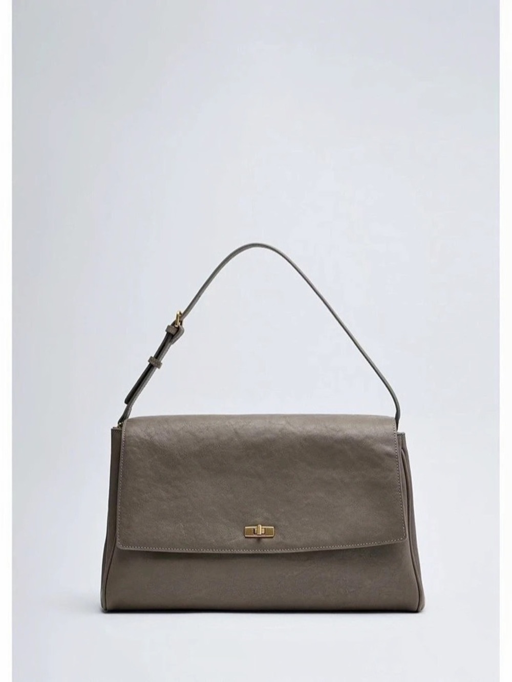 New w/ Tags Mango Grey 100% Leather Shoulder Bag